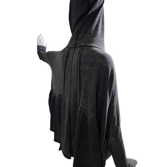 Free People Grungecore Womens size L Oversized Distressed Hooded Slouchy Jacket - Picture 4 of 9